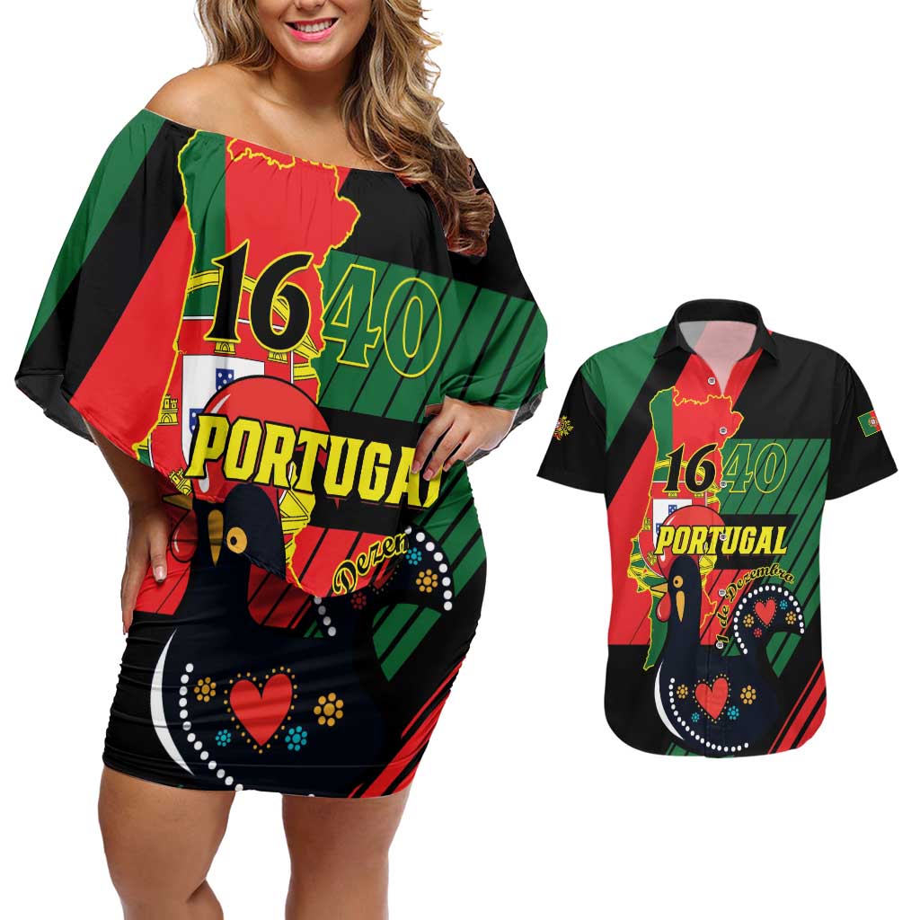 Personalized Portugal 1640 Couples Matching Off Shoulder Short Dress and Hawaiian Shirt 1 De Dezembro Independence Day - Wonder Print Shop