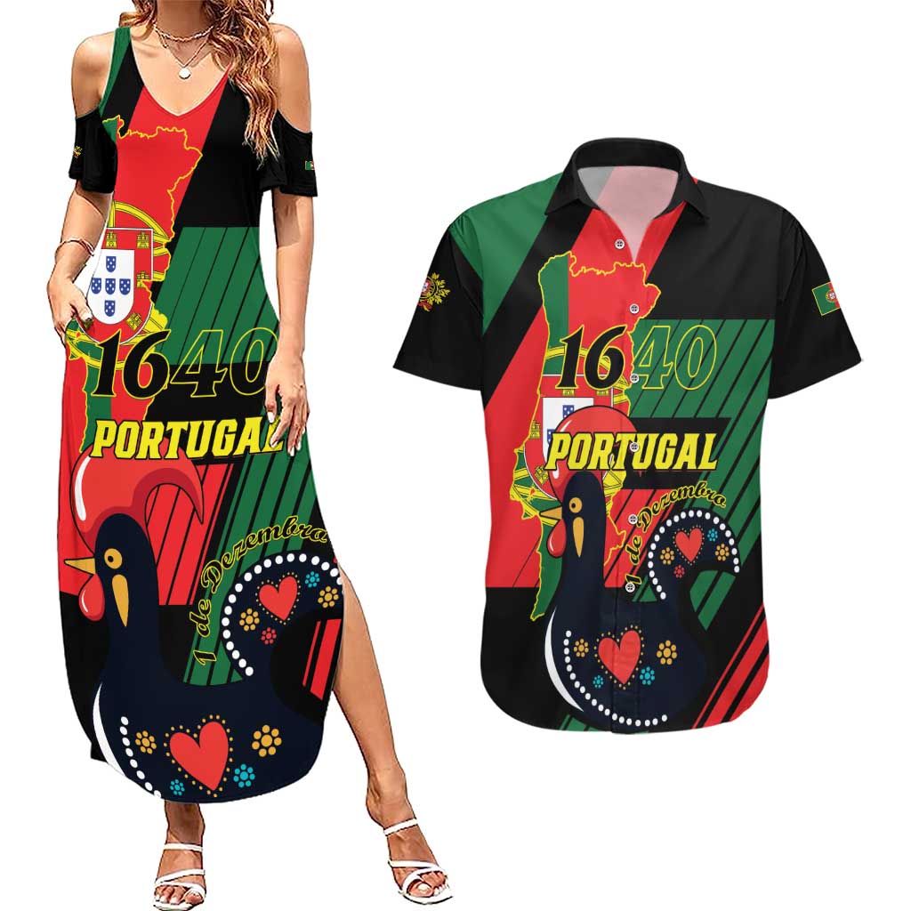 Personalized Portugal 1640 Couples Matching Summer Maxi Dress and Hawaiian Shirt 1 De Dezembro Independence Day - Wonder Print Shop