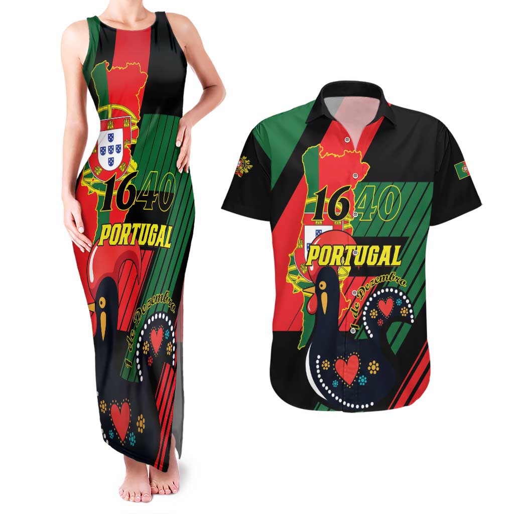 Personalized Portugal 1640 Couples Matching Tank Maxi Dress and Hawaiian Shirt 1 De Dezembro Independence Day - Wonder Print Shop