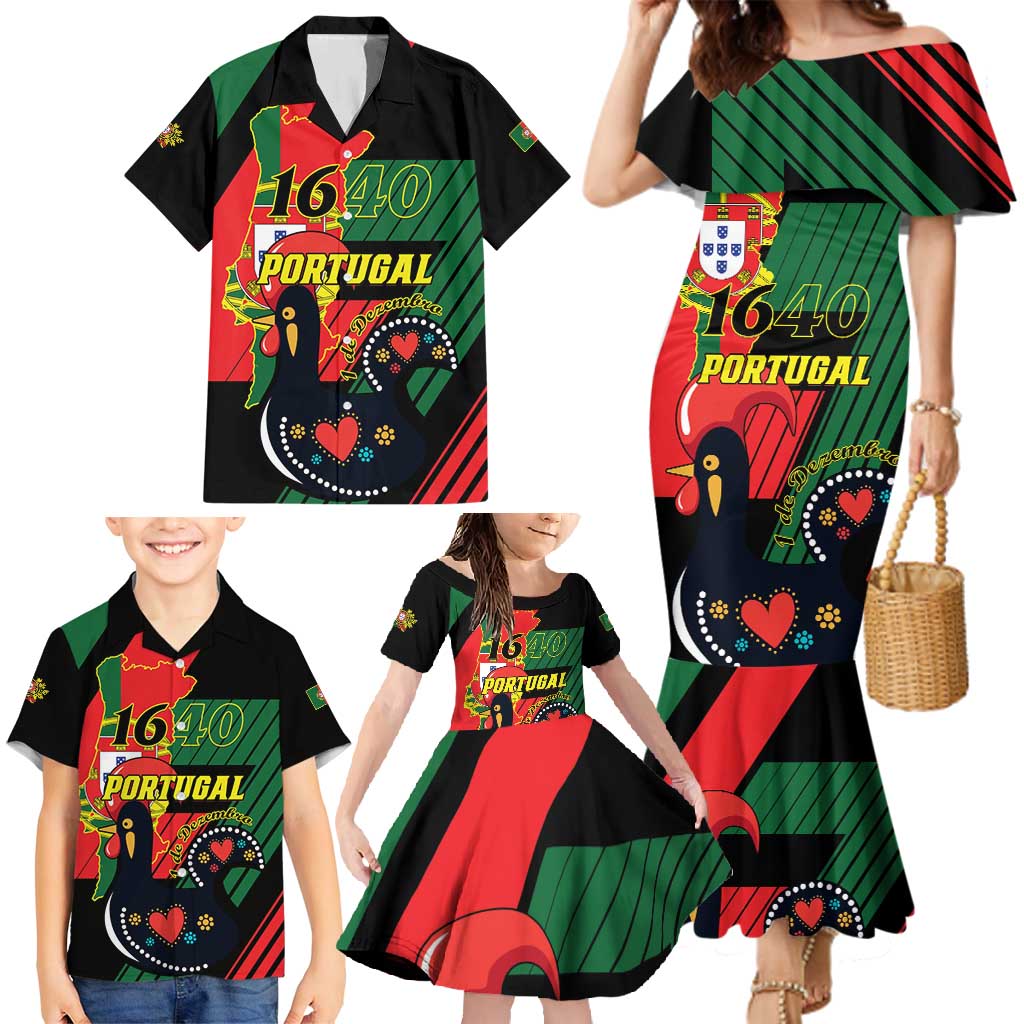 Personalized Portugal 1640 Family Matching Mermaid Dress and Hawaiian Shirt 1 De Dezembro Independence Day - Wonder Print Shop