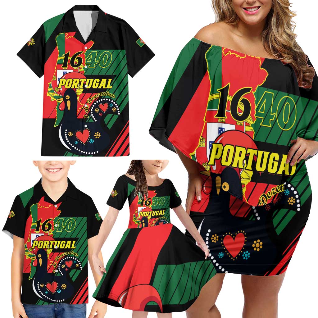 Personalized Portugal 1640 Family Matching Off Shoulder Short Dress and Hawaiian Shirt 1 De Dezembro Independence Day - Wonder Print Shop