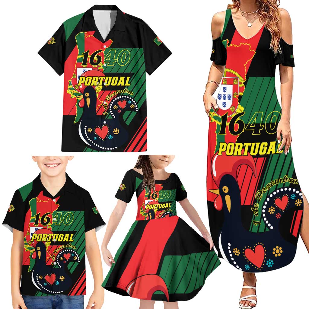 Personalized Portugal 1640 Family Matching Summer Maxi Dress and Hawaiian Shirt 1 De Dezembro Independence Day - Wonder Print Shop