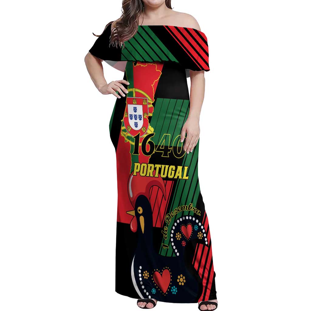 Personalized Portugal 1640 Off Shoulder Maxi Dress 1 De Dezembro Independence Day - Wonder Print Shop