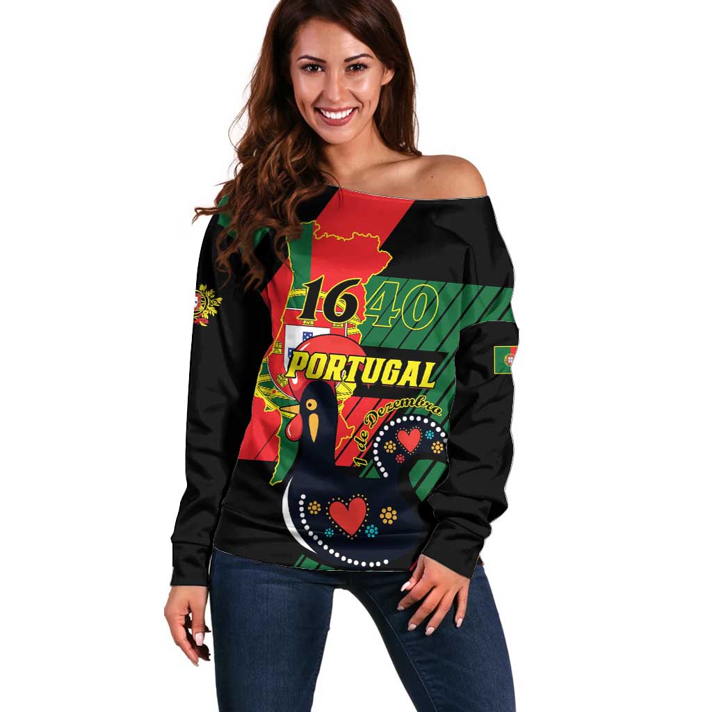 Personalized Portugal 1640 Off Shoulder Sweater 1 De Dezembro Independence Day - Wonder Print Shop