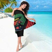 Black Portugal 1640 sarong draped style with diagonal green red stripes and crest