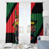 Black and red-green Portugal flag window curtains with bold graphics, curtain set shown.