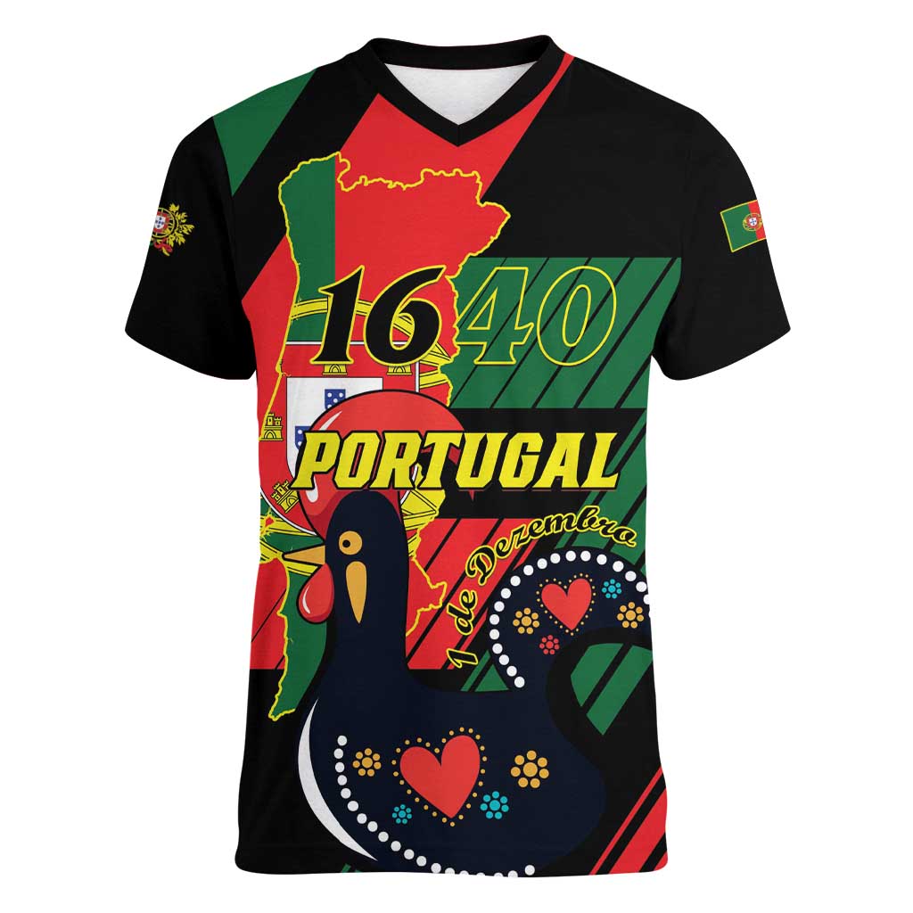 Personalized Portugal 1640 Women V-Neck T-Shirt 1 De Dezembro Independence Day - Wonder Print Shop