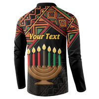 Black button-front sweatshirt with Your Text graphic on back