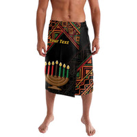Black Kwanzaa-style wrap skirt with colorful geometric print and candle graphic