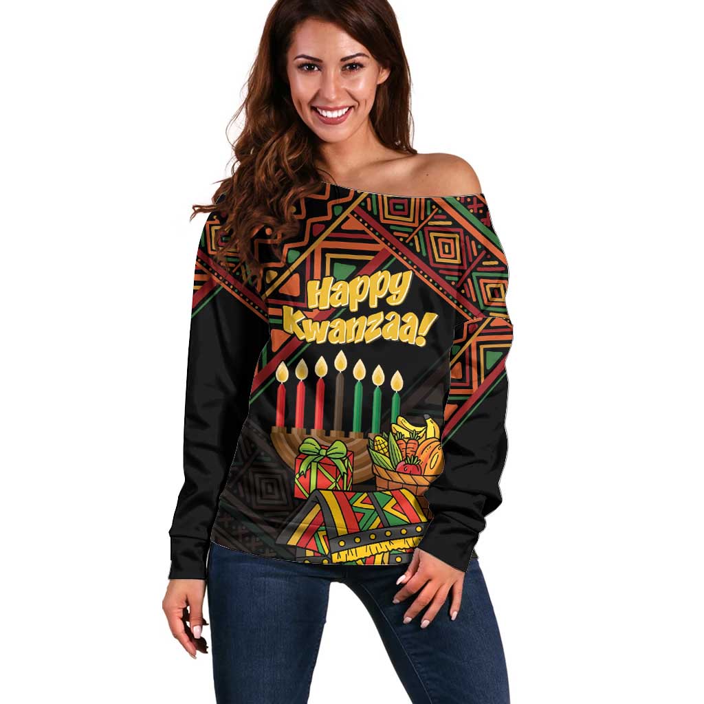 Personalized African Happy Kwanzaa Off Shoulder Sweater - Wonder Print Shop