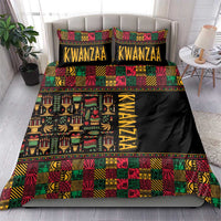 Black Kwanzaa African pattern duvet cover with colorful geometric bands and two pillowcases