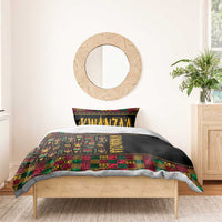 Black African pattern bedding set with multicolor Kwanzaa design and matching pillowcase