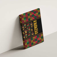 Kwanzaa African pattern canvas wall art mounted on wall, colorful patchwork with KWANZAA text