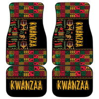 Set of two Kwanzaa African-pattern car mats, patchwork blocks with KWANZAA lettering