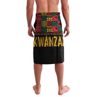 Black lavalava wrap skirt with multicolor Kwanzaa graphic panel