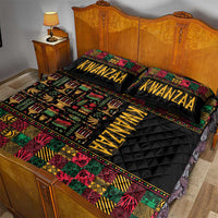 Black and colorful African pattern quilt bed set with KWANZAA pillow covers on bed
