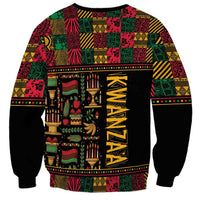 Unisex African pattern sweatshirt with large Kwanzaa graphic panel, black sleeves
