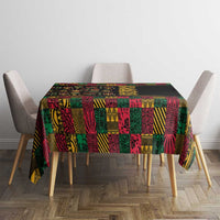 Rectangle black tablecloth with vibrant African patchwork design for dining table