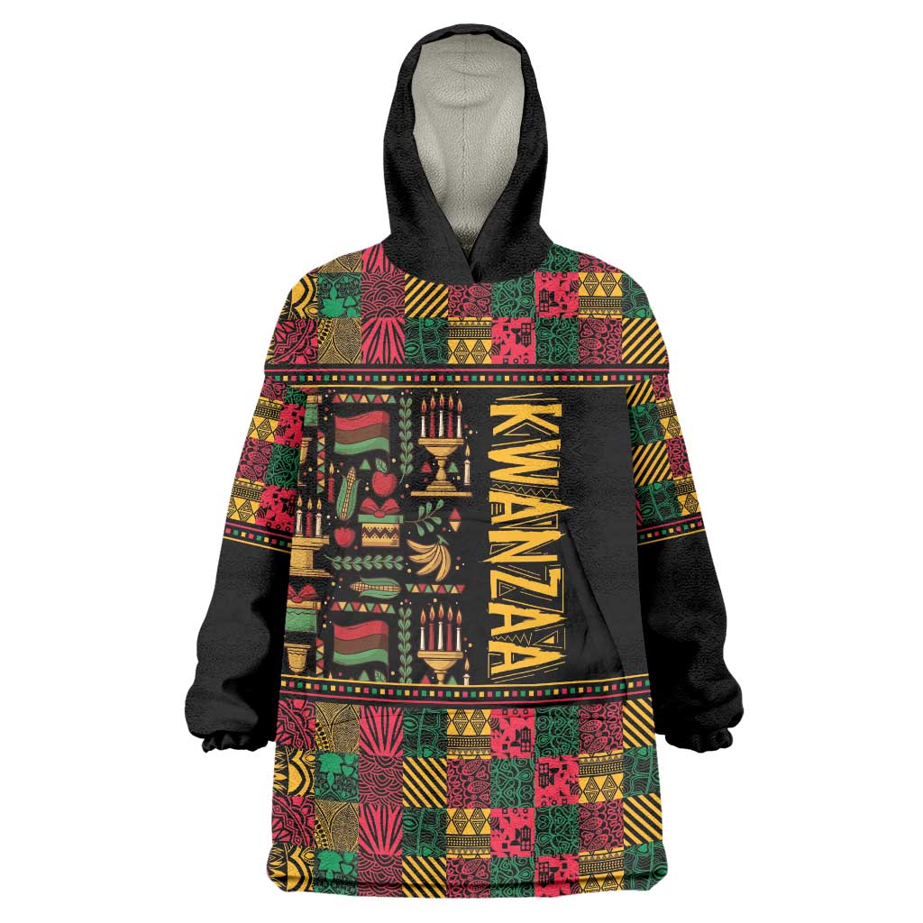 Kwanzaa African Pattern Wearable Blanket Hoodie