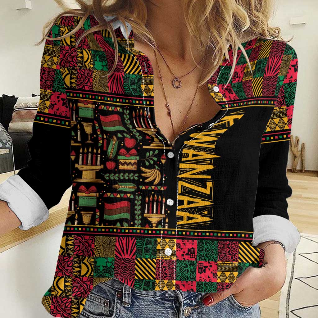 Kwanzaa African Pattern Women Casual Shirt