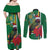 Dominica Christmas Coquette Bow Couples Matching Off Shoulder Maxi Dress and Long Sleeve Button Shirt Sisserou Parrot Tropical Flower - Wonder Print Shop