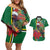 Dominica Christmas Coquette Bow Couples Matching Off Shoulder Short Dress and Hawaiian Shirt Sisserou Parrot Tropical Flower - Wonder Print Shop