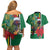 Dominica Christmas Coquette Bow Couples Matching Off Shoulder Short Dress and Hawaiian Shirt Sisserou Parrot Tropical Flower - Wonder Print Shop