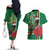 Dominica Christmas Coquette Bow Couples Matching Off The Shoulder Long Sleeve Dress and Hawaiian Shirt Sisserou Parrot Tropical Flower - Wonder Print Shop