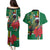 Dominica Christmas Coquette Bow Couples Matching Puletasi and Hawaiian Shirt Sisserou Parrot Tropical Flower - Wonder Print Shop