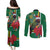 Dominica Christmas Coquette Bow Couples Matching Puletasi and Long Sleeve Button Shirt Sisserou Parrot Tropical Flower - Wonder Print Shop