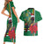 Dominica Christmas Coquette Bow Couples Matching Short Sleeve Bodycon Dress and Hawaiian Shirt Sisserou Parrot Tropical Flower - Wonder Print Shop