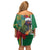 Dominica Christmas Coquette Bow Family Matching Off Shoulder Short Dress and Hawaiian Shirt Sisserou Parrot Tropical Flower - Wonder Print Shop