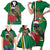 Dominica Christmas Coquette Bow Family Matching Short Sleeve Bodycon Dress and Hawaiian Shirt Sisserou Parrot Tropical Flower - Wonder Print Shop