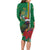 Dominica Christmas Coquette Bow Long Sleeve Bodycon Dress Sisserou Parrot Tropical Flower - Wonder Print Shop