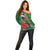 Dominica Christmas Coquette Bow Off Shoulder Sweater Sisserou Parrot Tropical Flower - Wonder Print Shop