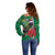 Dominica Christmas Coquette Bow Off Shoulder Sweater Sisserou Parrot Tropical Flower - Wonder Print Shop