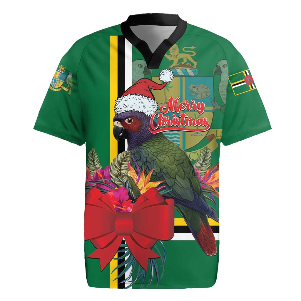 Dominica Christmas Coquette Bow Rugby Jersey Sisserou Parrot Tropical Flower - Wonder Print Shop