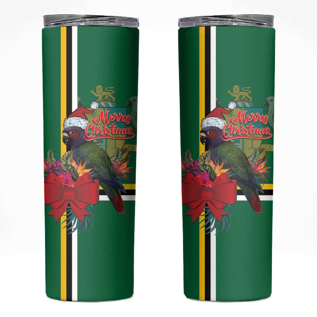 Dominica Christmas Coquette Bow Skinny Tumbler Sisserou Parrot Tropical Flower - Wonder Print Shop