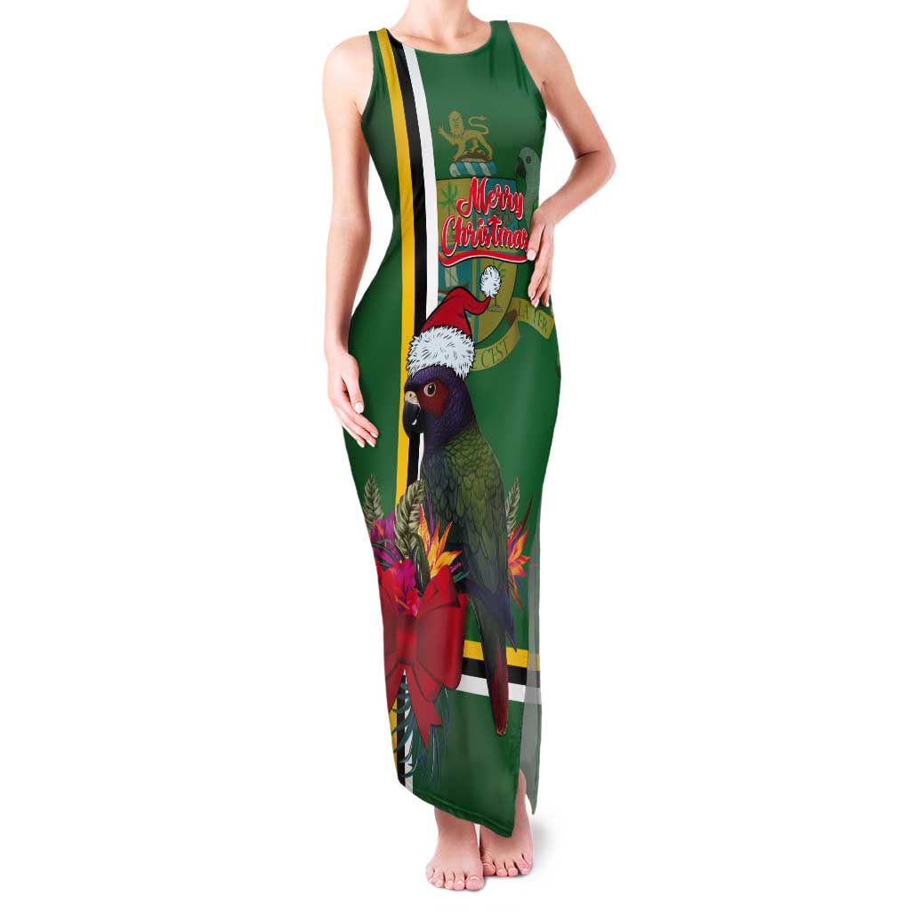 Dominica Christmas Coquette Bow Tank Maxi Dress Sisserou Parrot Tropical Flower - Wonder Print Shop