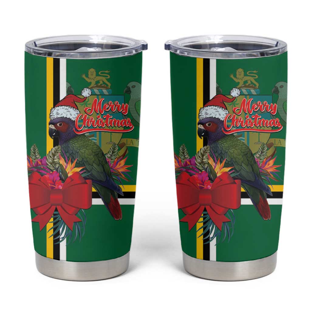 Dominica Christmas Coquette Bow Tumbler Cup Sisserou Parrot Tropical Flower - Wonder Print Shop