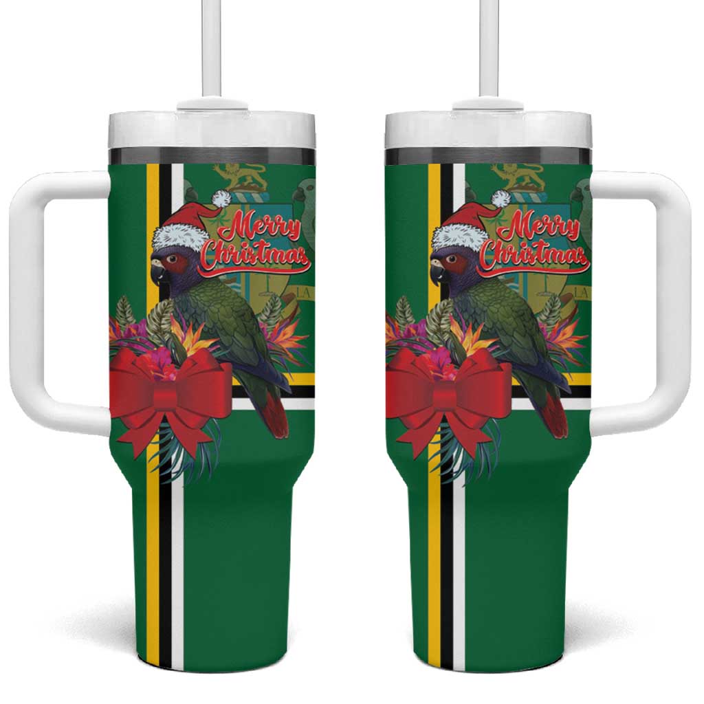 Dominica Christmas Coquette Bow Tumbler With Handle Sisserou Parrot Tropical Flower - Wonder Print Shop