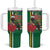 Dominica Christmas Coquette Bow Tumbler With Handle Sisserou Parrot Tropical Flower - Wonder Print Shop