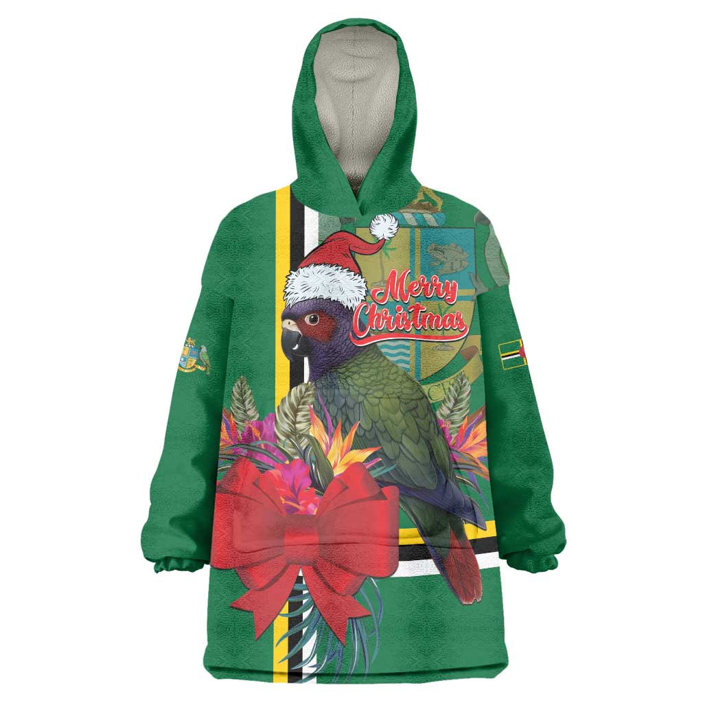 Dominica Christmas Coquette Bow Wearable Blanket Hoodie Sisserou Parrot Tropical Flower