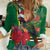 Dominica Christmas Coquette Bow Women Casual Shirt Sisserou Parrot Tropical Flower