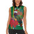 Dominica Christmas Coquette Bow Women Sleeveless Polo Shirt Sisserou Parrot Tropical Flower - Wonder Print Shop