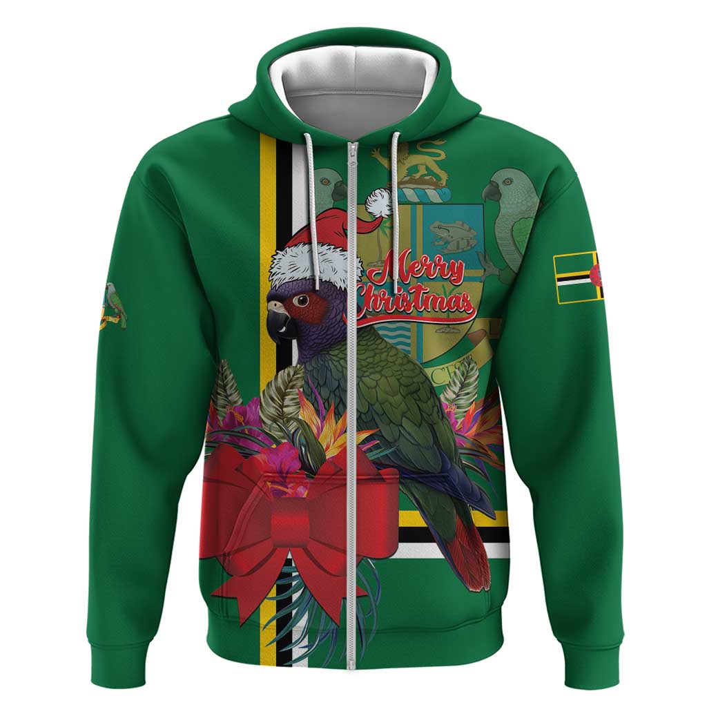 Dominica Christmas Coquette Bow Zip Hoodie Sisserou Parrot Tropical Flower - Wonder Print Shop