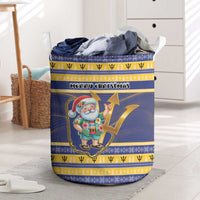 Barbados Christmas Laundry Basket Bajan Map Santa Trident - Wonder Print Shop