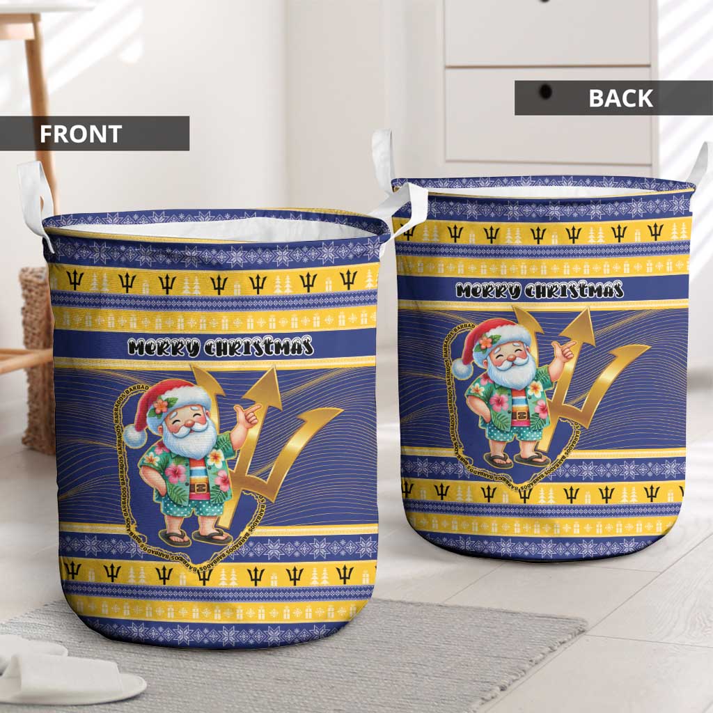 Barbados Christmas Laundry Basket Bajan Map Santa Trident - Wonder Print Shop