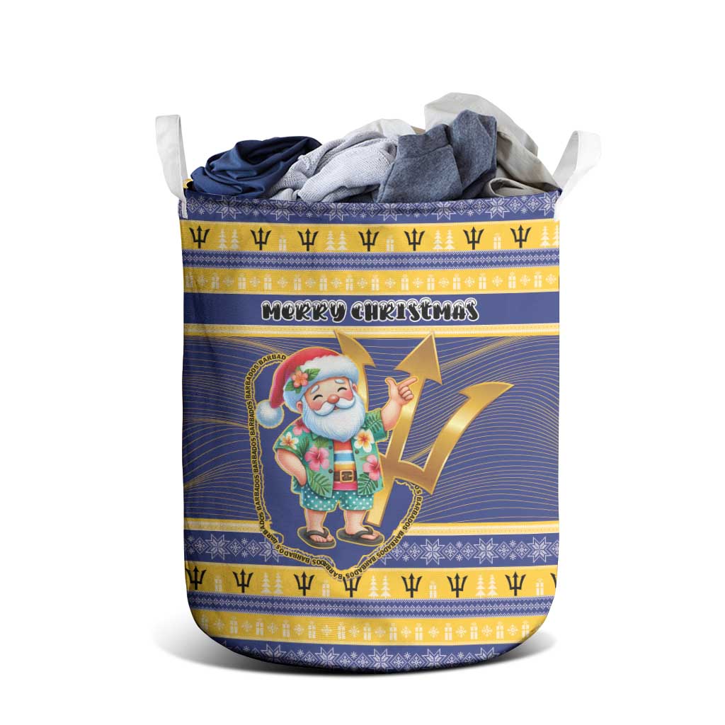 Barbados Christmas Laundry Basket Bajan Map Santa Trident - Wonder Print Shop