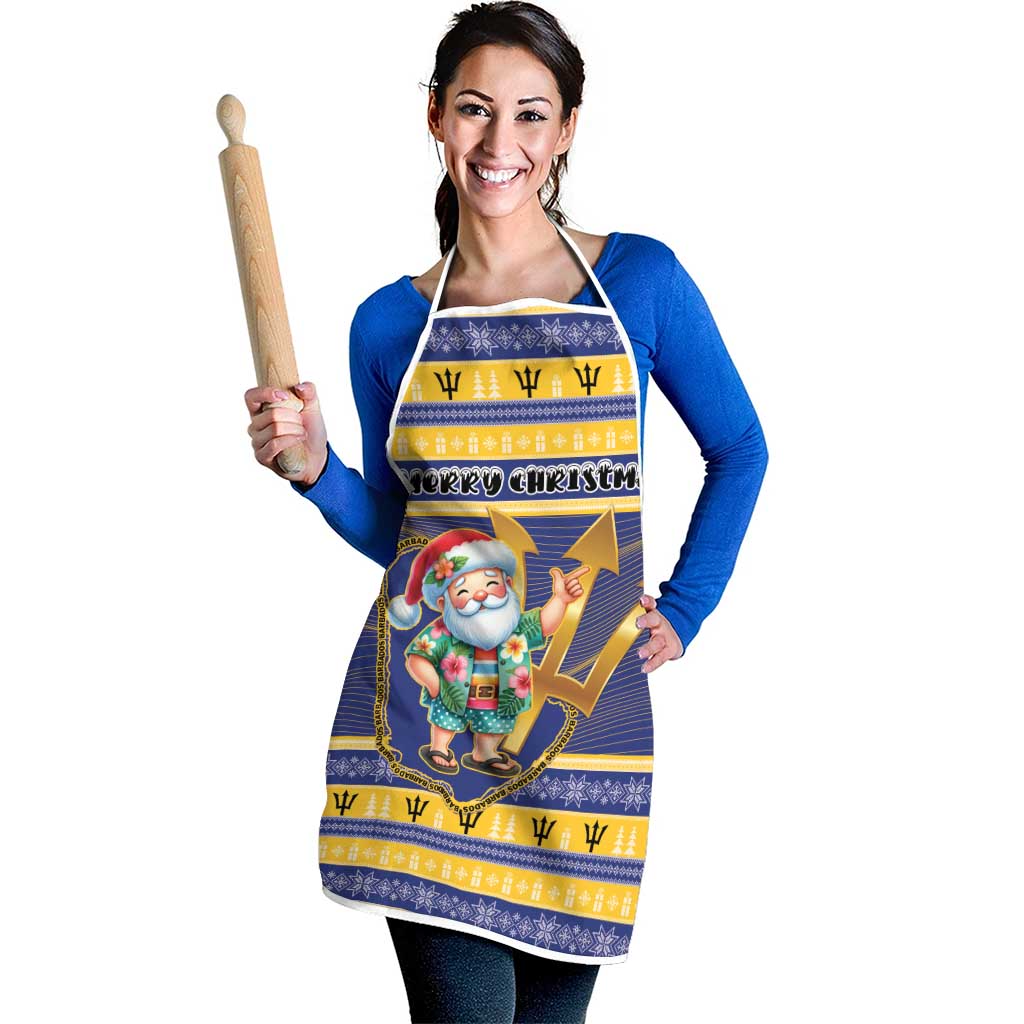 Barbados Christmas Apron Bajan Map Santa Trident - Wonder Print Shop